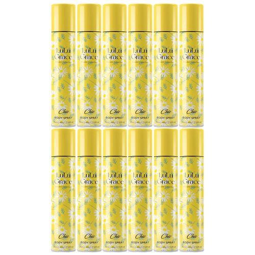 Lulu Grace Chic Body Spray 75ml 12 Packs Womens Fragrance Set