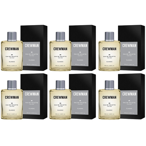 Crewman Classic Mens Eau De Toilette EDT 100ml x 6 Long Lasting Scent Set