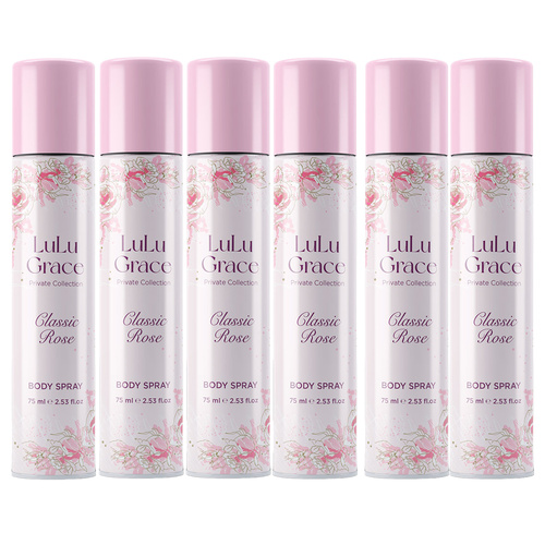 Lulu Grace Private Collection Rose Body Spray 75ml Pack of 6