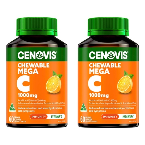 Cenovis Chewable Mega C 1000mg Orange 60 Tablets Pack of 2