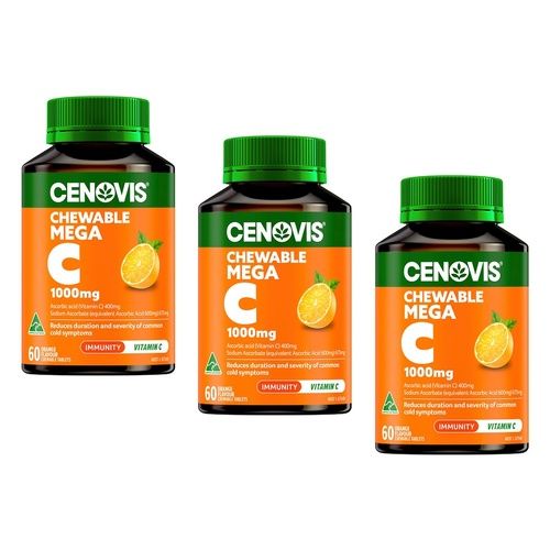 Cenovis Chewable Mega C 1000mg Orange 60 Tablets Pack of 3