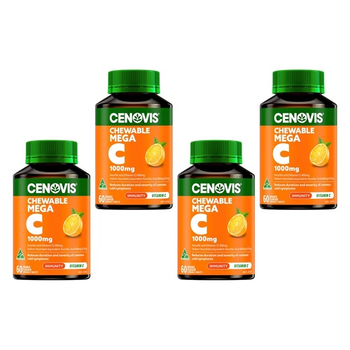 Cenovis Chewable Mega C 1000mg Orange 60 Tablets Pack of 4