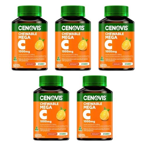 Cenovis Chewable Mega C 1000mg Orange 60 Tablets Pack of 5