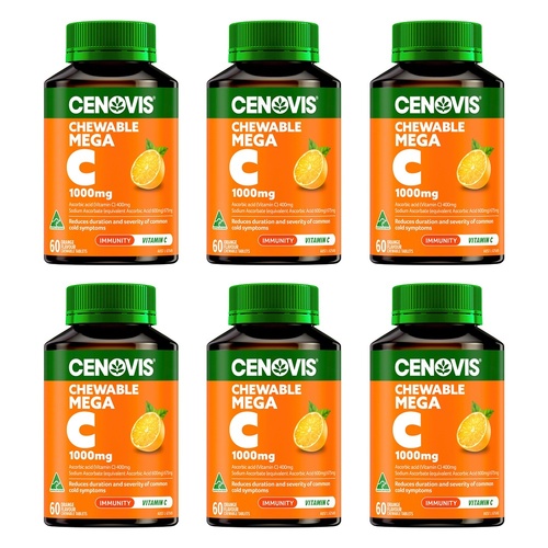 Cenovis Chewable Mega C 1000mg Orange 60 Tablets Pack of 6