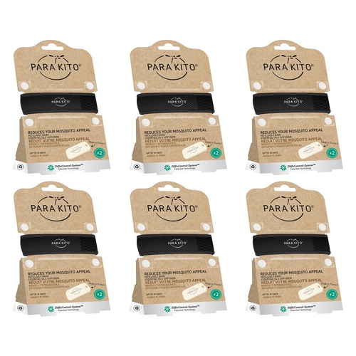 Para'Kito Mosquito Repellent Adult Wristband Black Pack of 6