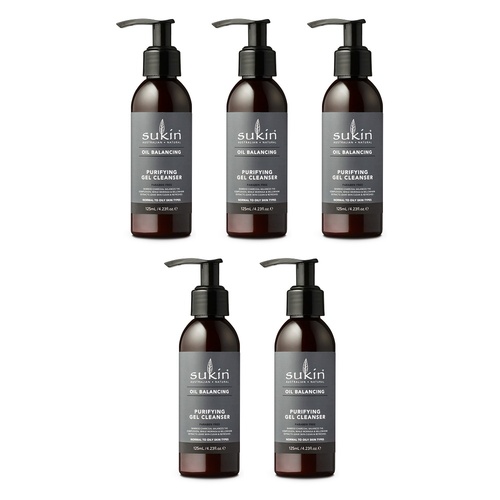 Sukin Oil Balancing Plus Charcoal Purifying Gel Cleanser 125mL Pack of 5