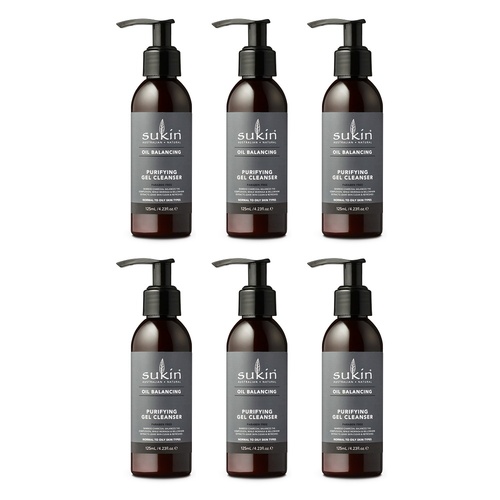 Sukin Oil Balancing Plus Charcoal Purifying Gel Cleanser 125mL Pack of 6