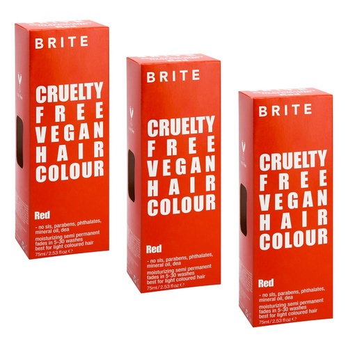 Brite Organix Semi-Permanent Hair Colour Red 75mL Pack of 3