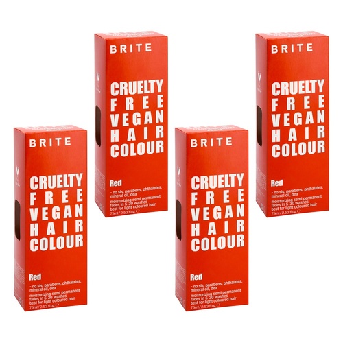 Brite Organix Semi-Permanent Hair Colour Red 75mL Pack of 4