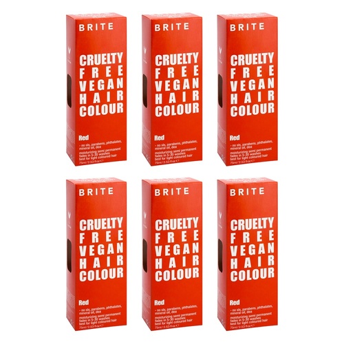 Brite Organix Semi-Permanent Hair Colour Red 75mL Pack of 6