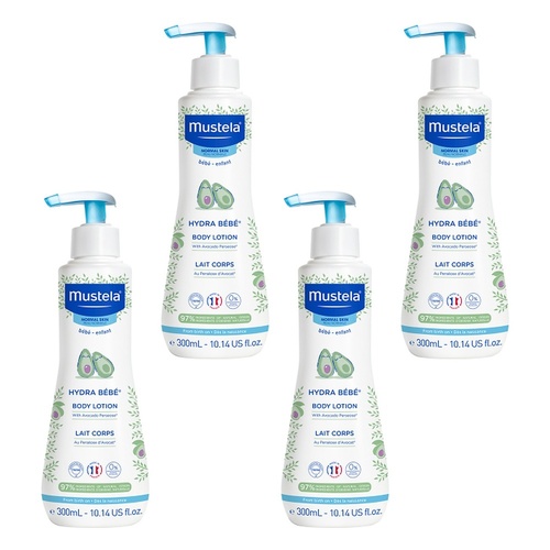Mustela Hydra Bebe Body Lotion, Normal Skin, 300mL Pack of 4