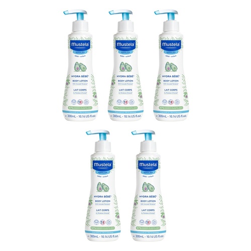 Mustela Hydra Bebe Body Lotion, Normal Skin, 300mL Pack of 5