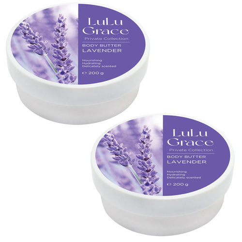 Lulu Grace Lavender Body Butter Super Rich Cream Moisturiser 200g x2