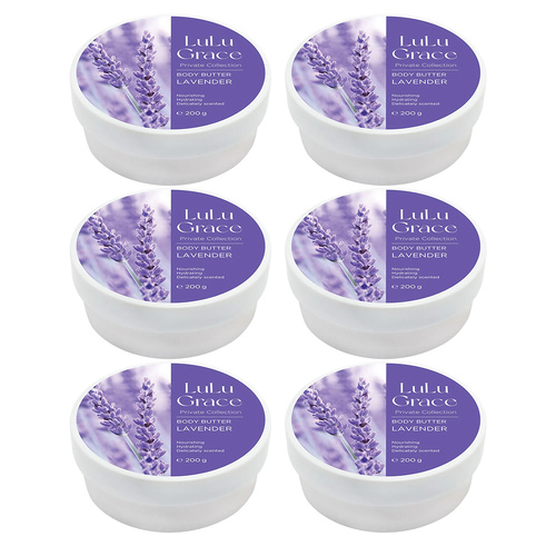 Lulu Grace Lavender Body Butter 200g 6 Pack Super Rich Cream Set