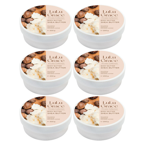 Lulu Grace Shea Butter Body Butter 200g 6 Pack Super Rich Cream Set