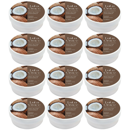 Lulu Grace Coconut Body Butter 200g 12 Pack Super Rich Cream Set