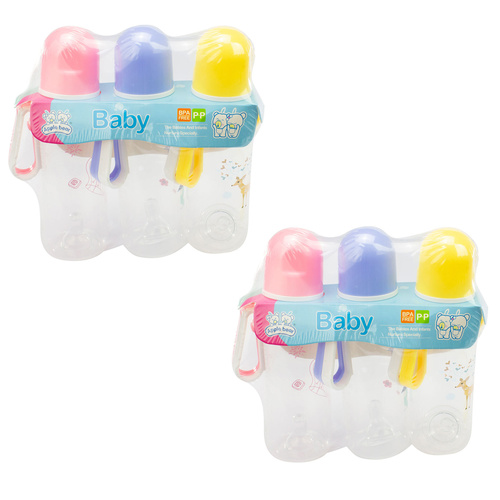 Baby & Me Apple Bear Baby Water Bottles 225ml BPA Free 6 Pack Assorted