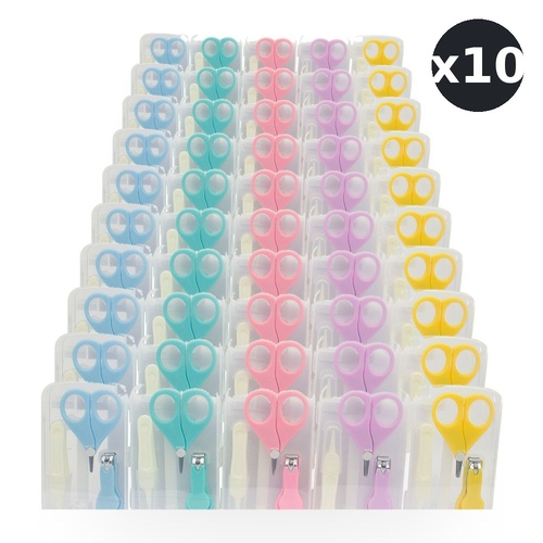 Baby & Me Baby Manicure Set 3 Piece Infant Nail Care Kit - Random Colour Supplied Pack of 10