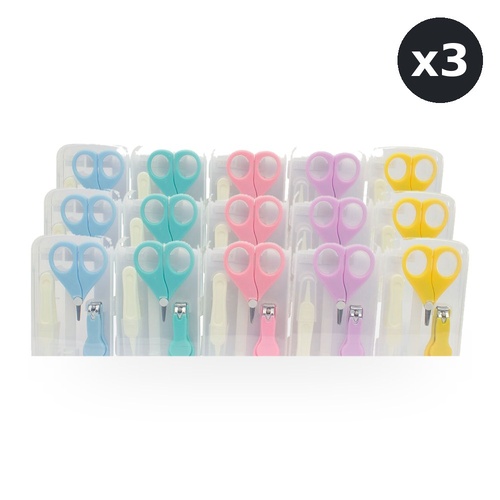 Baby & Me Baby Manicure Set 3 Piece Infant Nail Care Kit Assorted - Random Colour Supplied Pack of 3