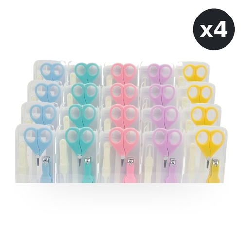Baby & Me Baby Manicure Set 3 Piece Infant Nail Care Kit Assorted - Random Colour Supplied Pack of 4