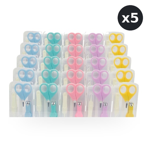 Baby & Me Baby Manicure Set 3 Piece Infant Nail Care Kit Assorted - Random Colour Supplied Pack of 5