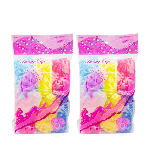 Safe Home Care Shower Caps Flower Assorted Designs 12 Pack Washable Reusable