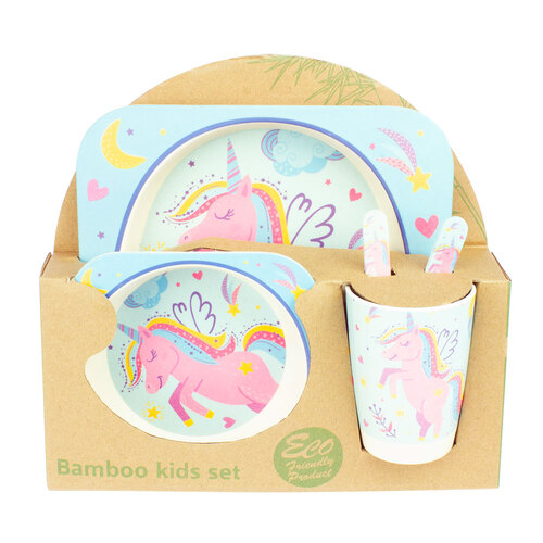 Baby & Me Bamboo Feed Set Eco Friendly Baby Kids Dinnerware Unicorn