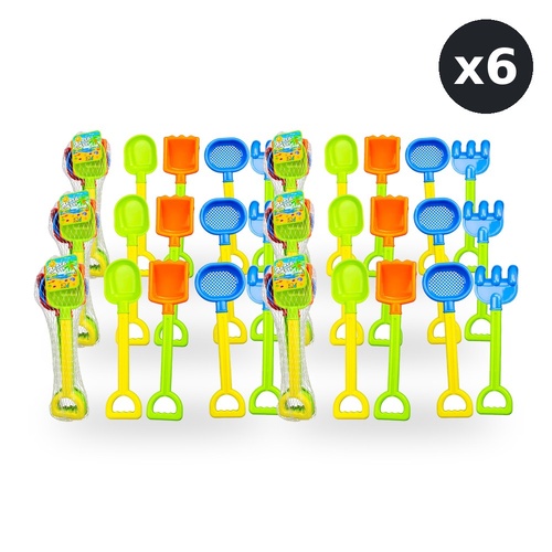 Kids Beach Spade Play Set 31cm 4 Piece Set Pack of 6