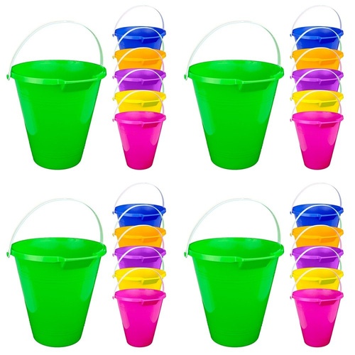 Kids Beach Bucket 23 x 22 x 12cm - Random Colour Supplied Pack of 4