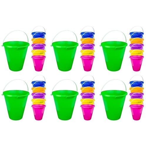 Kids Beach Bucket 23 x 22 x 12cm - Random Colour Supplied Pack of 6