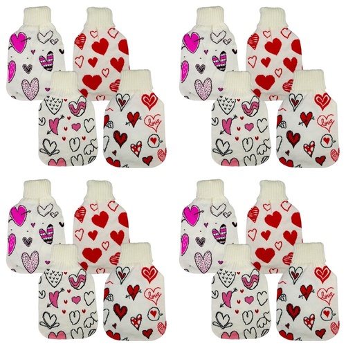 Health & Beauty Knitted Hot Water Bottle Cover Heart Prints - Random Design Supplied Pack of 4