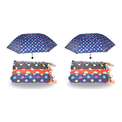 Compact Folding Umbrella Spots Print Assorted Designs - Random Design Supplied Pack of 2