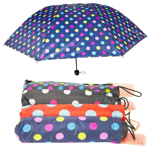 Compact Folding Umbrella Spots Print Assorted Designs - Random Design Supplied