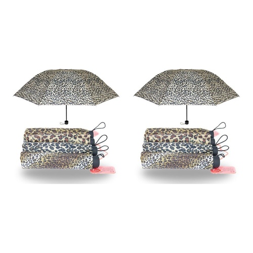 Compact Folding Umbrella Animal Print Assorted Designs - Random Design Supplied Pack of 2
