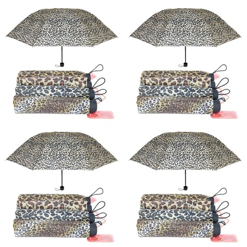Compact Folding Umbrella Animal Print Assorted Designs - Random Design Supplied Pack of 4