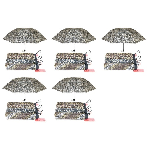 Compact Folding Umbrella Animal Print Assorted Designs - Random Design Supplied Pack of 5