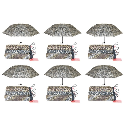 Compact Folding Umbrella Animal Print Assorted Designs - Random Design Supplied Pack of 6