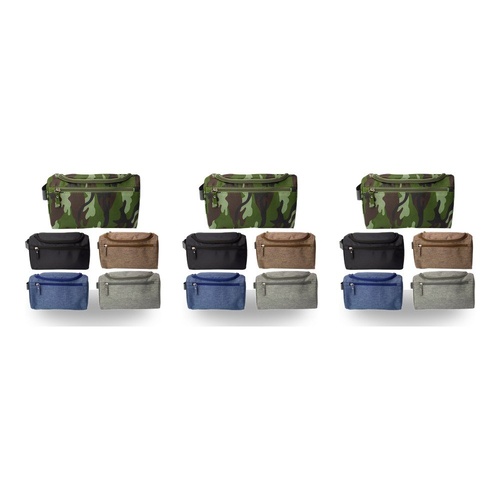 Mens Toiletry Bag 25 x 15 x 14cm Assorted Colours - Random Colour Supplied Pack of 3