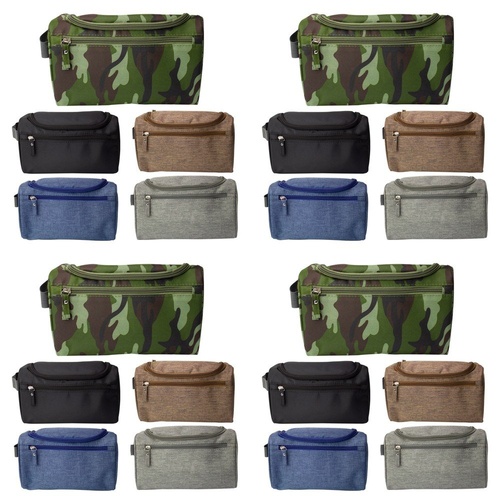 Mens Toiletry Bag 25 x 15 x 14cm Assorted Colours - Random Colour Supplied Pack of 4