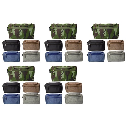 Mens Toiletry Bag 25 x 15 x 14cm Assorted Colours - Random Colour Supplied Pack of 5