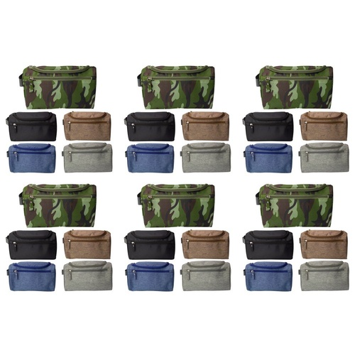 Mens Toiletry Bag 25 x 15 x 14cm Assorted Colours - Random Colour Supplied Pack of 6