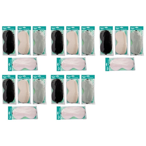 Travel Now Satin Eye Mask Sleep Eyeshade - Random Colour Supplied Pack of 5