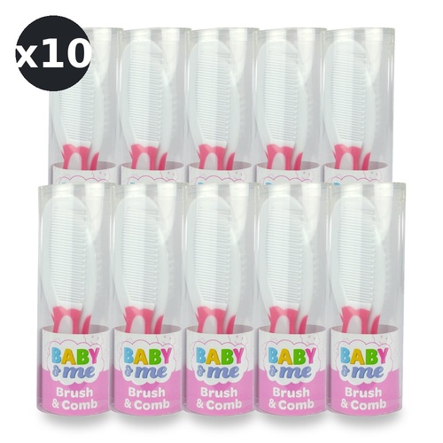 Baby & Me Brush and Comb Set for Babies Soft Pink Bristles Grooming Kit Pack of 10