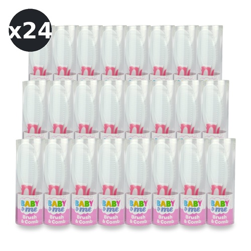 Baby & Me Brush and Comb Set for Babies Soft Pink Bristles Grooming Kit Pack of 24