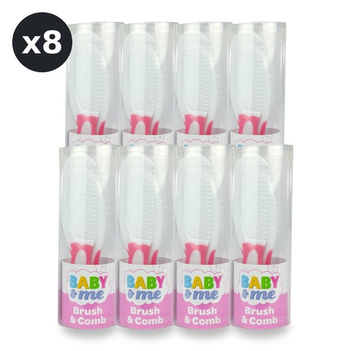 Baby & Me Brush and Comb Set for Babies Soft Pink Bristles Grooming Kit Pack of 8