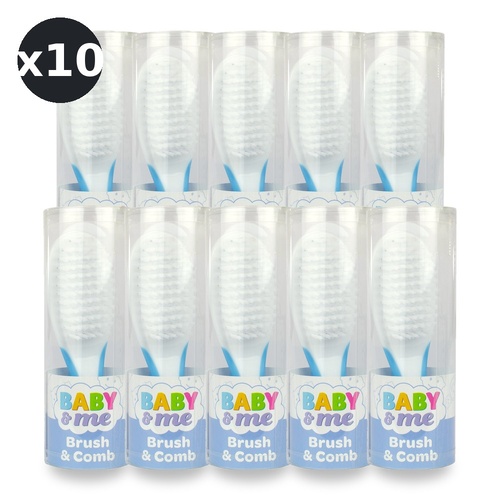 Baby & Me Brush and Comb Set for Babies Soft Blue Bristles Grooming Kit Pack of 10