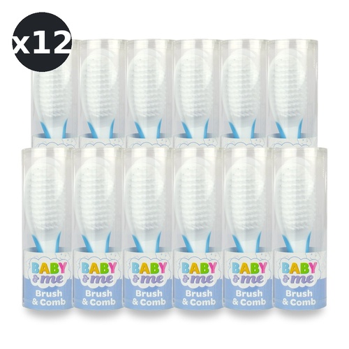 Baby & Me Brush and Comb Set for Babies Soft Blue Bristles Grooming Kit Pack of 12
