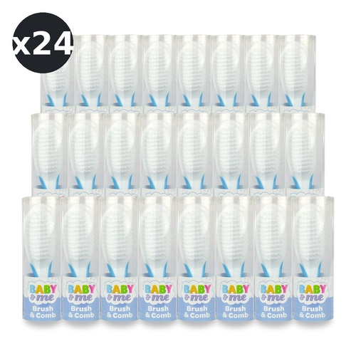 Baby & Me Brush and Comb Set for Babies Soft Blue Bristles Grooming Kit Pack of 24