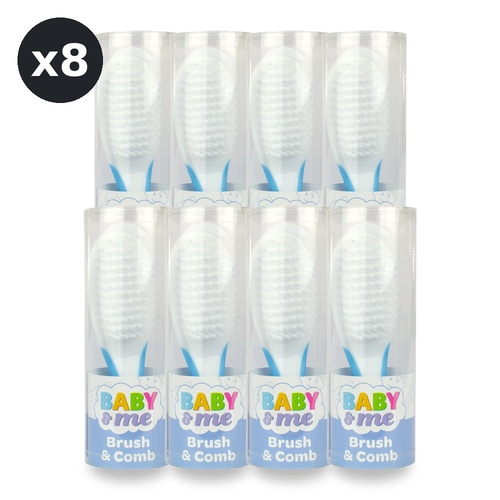 Baby & Me Brush and Comb Set for Babies Soft Blue Bristles Grooming Kit Pack of 8