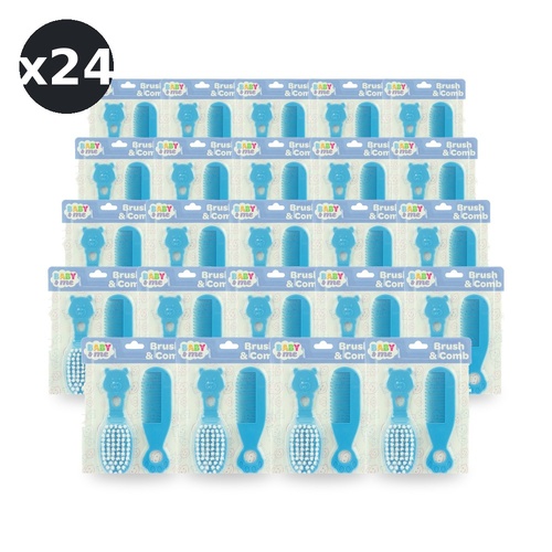 Baby & Me Brush and Comb Set Blue Soft Bristle Hair Grooming for Babies Pack of 24